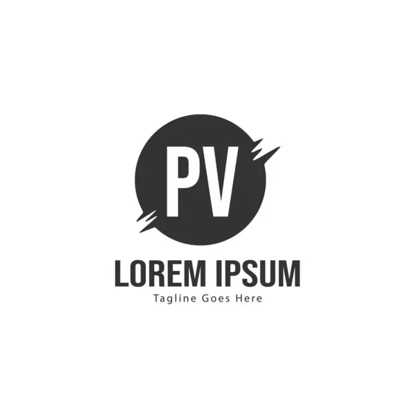Plantilla de logotipo PV inicial con marco moderno. Ilustración de vector de logotipo de letra PV minimalista — Archivo Imágenes Vectoriales
