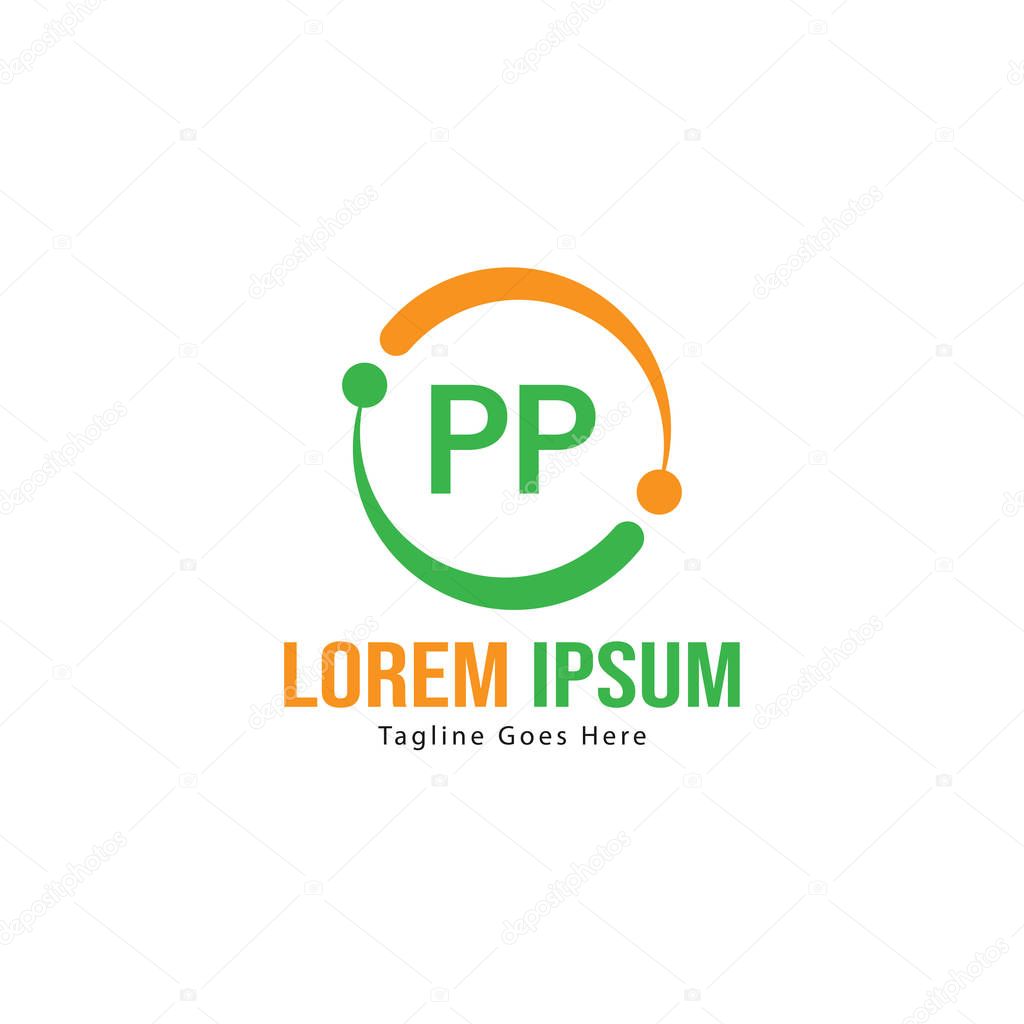 Initial PP logo template with modern frame. Minimalist PP letter logo vector illustration