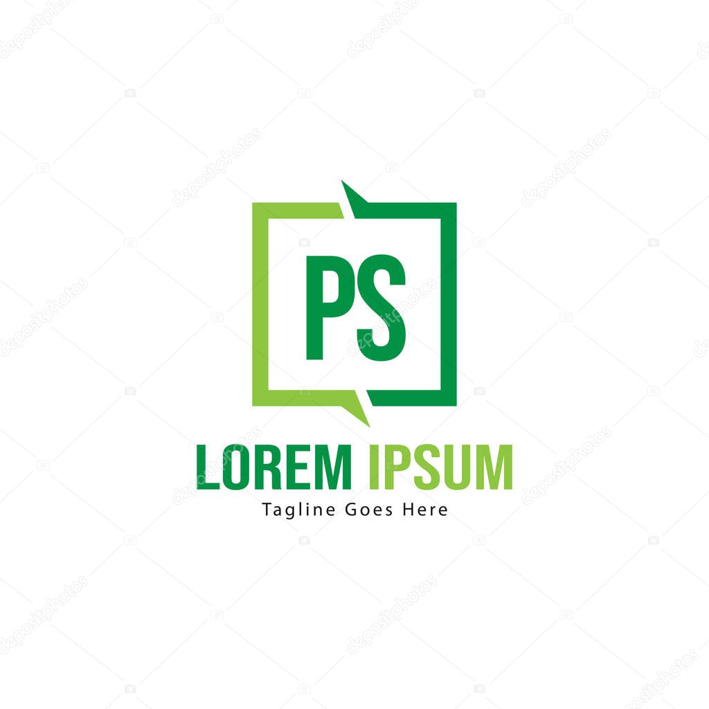 Initial PS logo template with modern frame. Minimalist PS letter logo vector illustration