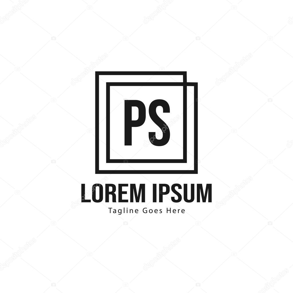 Initial PS logo template with modern frame. Minimalist PS letter logo vector illustration