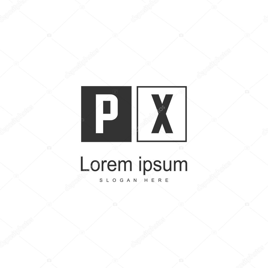 Initial PX logo template with modern frame. Minimalist PX letter logo vector illustration