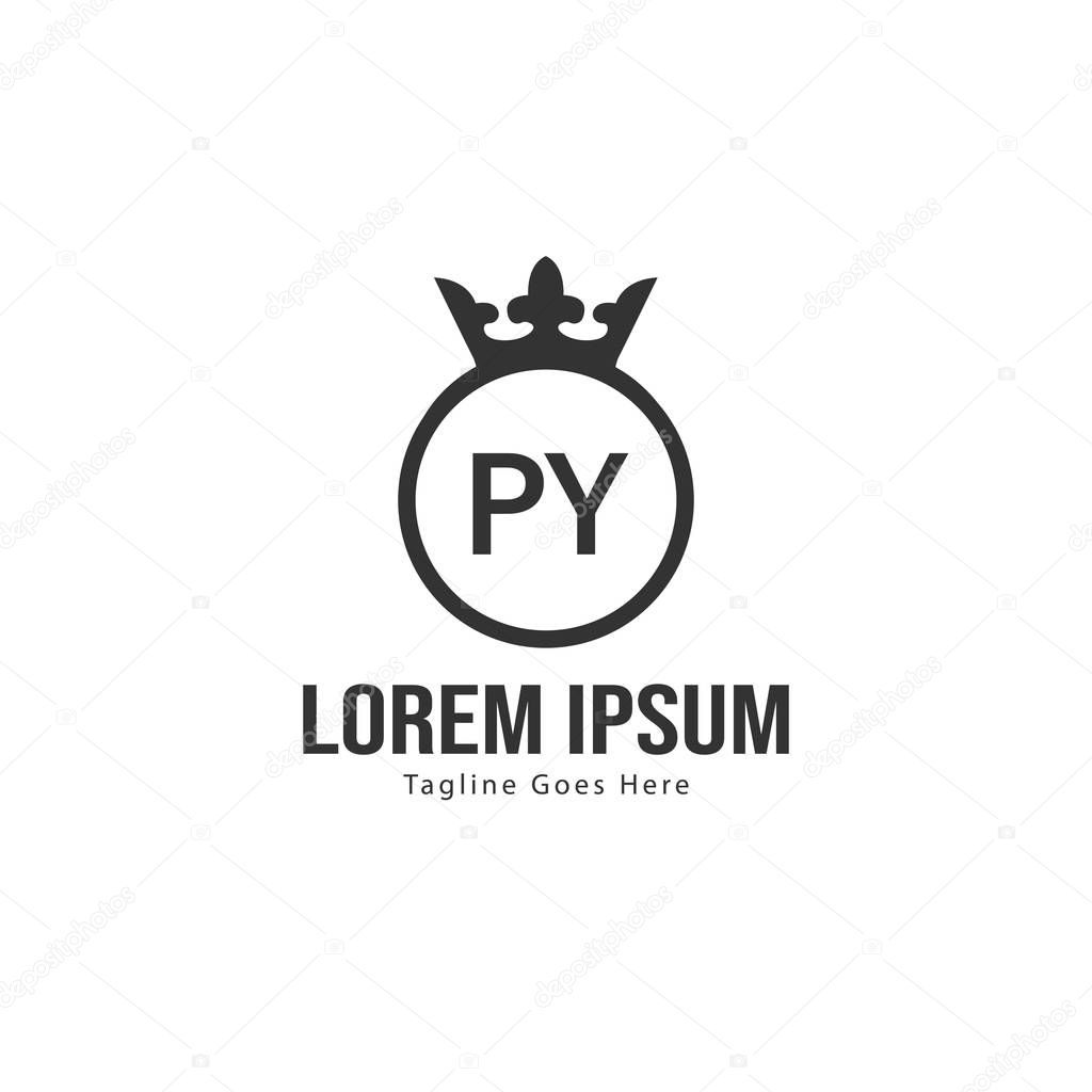Initial PY logo template with modern frame. Minimalist PY letter logo vector illustration