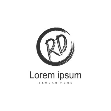 Modern çerçeveli ilk Rd logo şablonu. Minimalist Rd harfi logosu vektör illüstrasyon