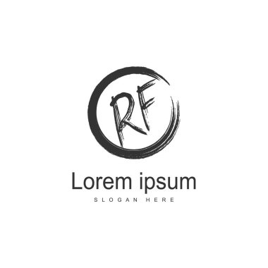 Modern çerçeveli ilk Rf logo şablonu. Minimalist Rf harf logo vektör illüstrasyon