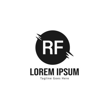 Modern çerçeveli ilk Rf logo şablonu. Minimalist Rf harf logo vektör illüstrasyon