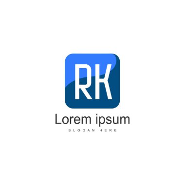 Modern çerçeveli ilk Rk logo şablonu. Minimalist Rk harf logo vektör illüstrasyon