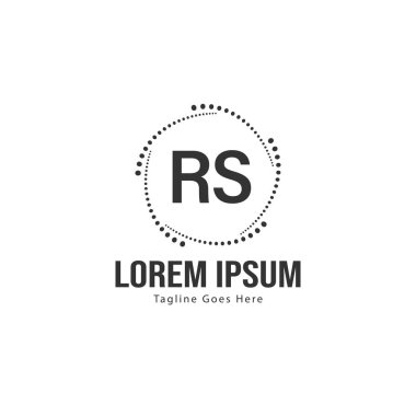 Modern çerçeveile Ilk Rs logo şablonu. Minimalist Rs harf logosu vektör illüstrasyon