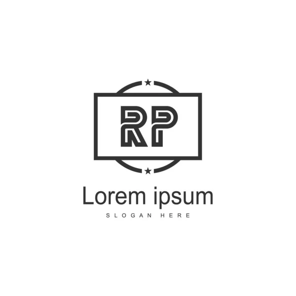 Modern çerçeveile ilk Rp logo şablonu. Minimalist Rp harf logo vektör illüstrasyon — Stok Vektör