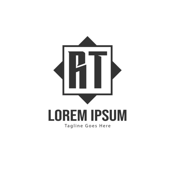 Modern çerçeveli ilk Rt logo şablonu. Minimalist Rt harf logosu vektör illüstrasyon — Stok Vektör