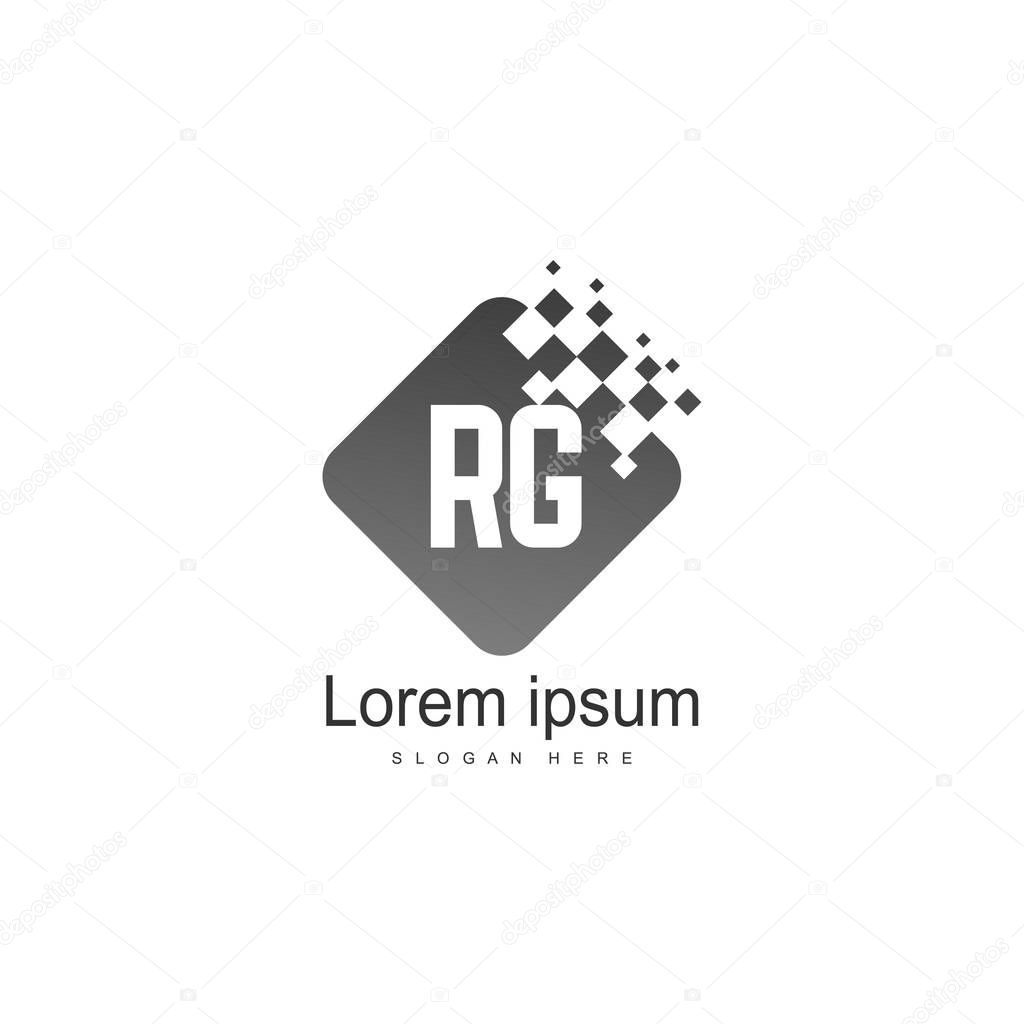 Initial RG logo template with modern frame. Minimalist RG letter logo vector illustration