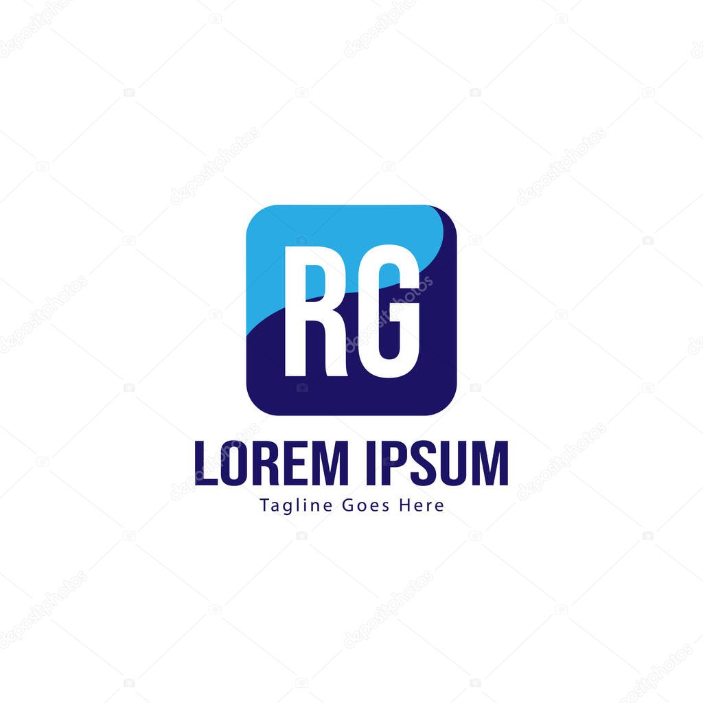 Initial RG logo template with modern frame. Minimalist RG letter logo vector illustration