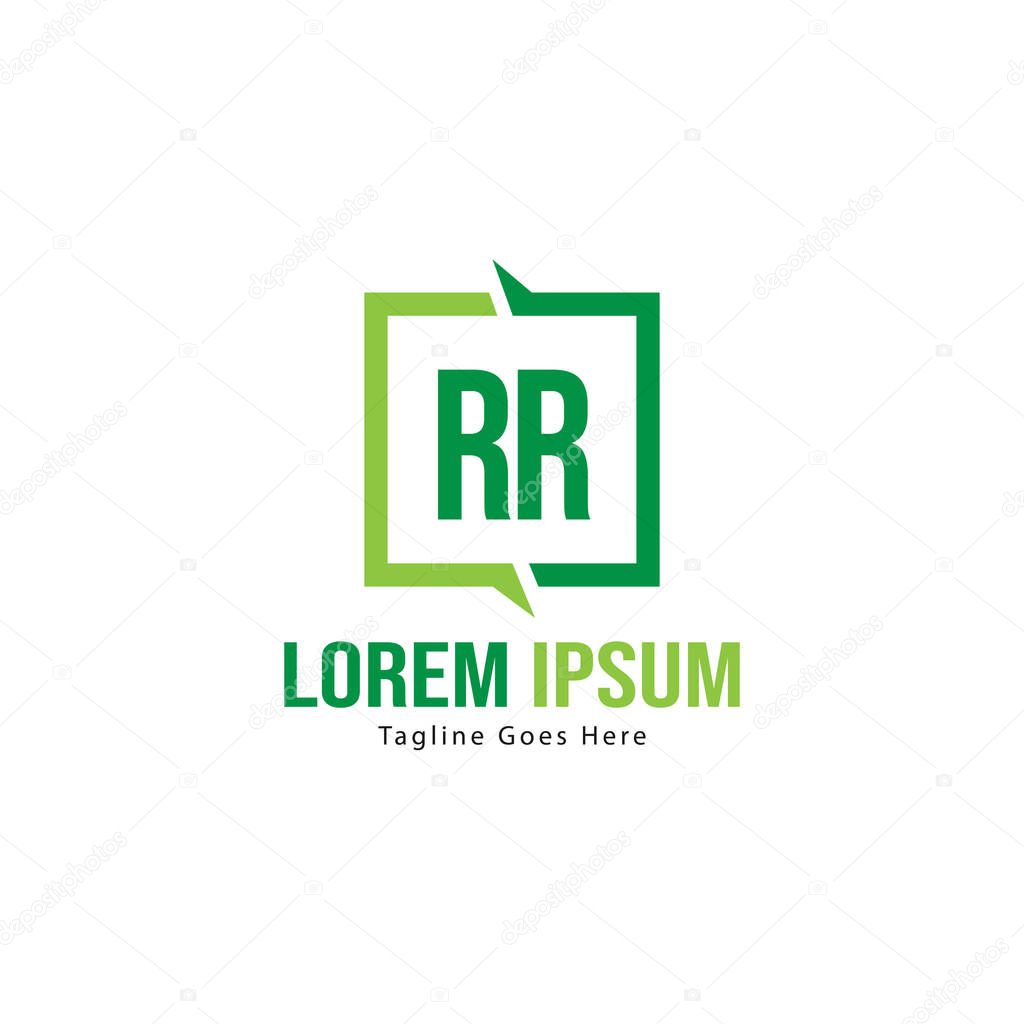 Initial RR logo template with modern frame. Minimalist RR letter logo vector illustration