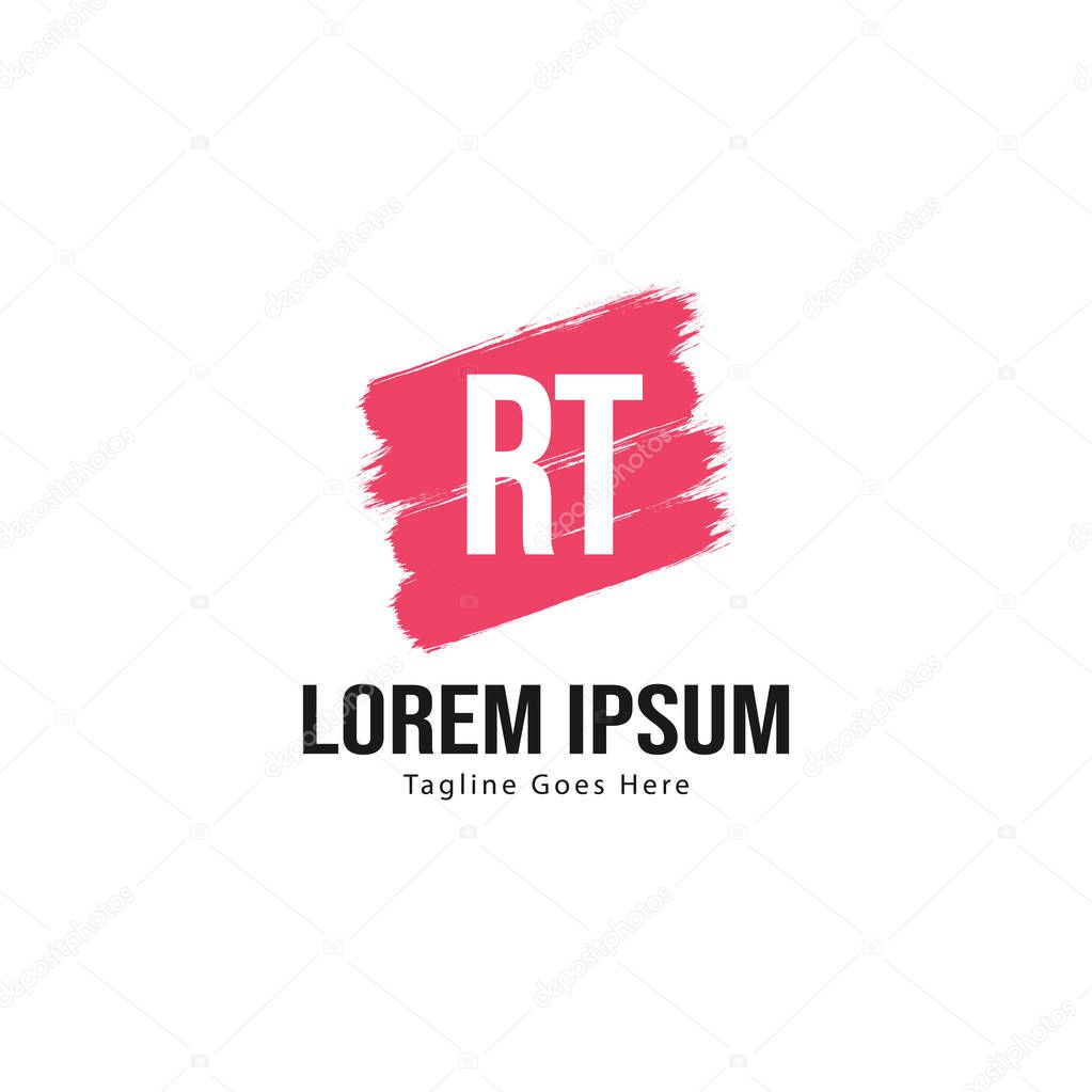 Initial RT logo template with modern frame. Minimalist RT letter logo vector illustration