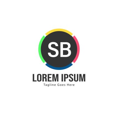 Modern çerçeveile ilk Sb logo şablonu. Minimalist Sb harf logo vektör illüstrasyon