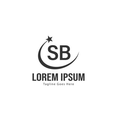 Modern çerçeveile ilk Sb logo şablonu. Minimalist Sb harf logo vektör illüstrasyon
