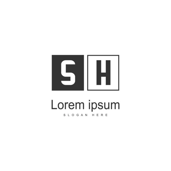 Eerste sh logo sjabloon met modern frame. Minimalistische sh letter logo vector illustratie — Stockvector