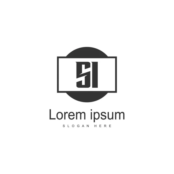 Initiële si logo sjabloon met moderne frame. Minimalistische si letter logo vector illustratie — Stockvector