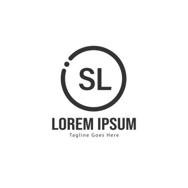 Modern çerçeveli ilk Sl logo şablonu. Minimalist Sl harf logosu vektör illüstrasyon