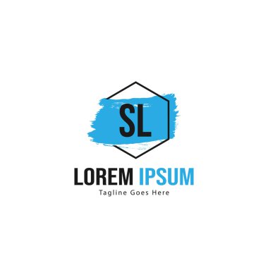 Modern çerçeveli ilk Sl logo şablonu. Minimalist Sl harf logosu vektör illüstrasyon