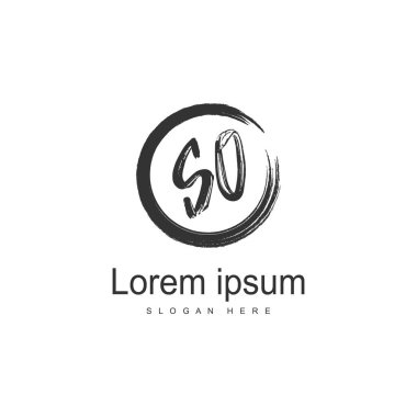 Modern çerçeveile İlk So logo şablonu. Minimalist So harf logosu vektör illüstrasyon
