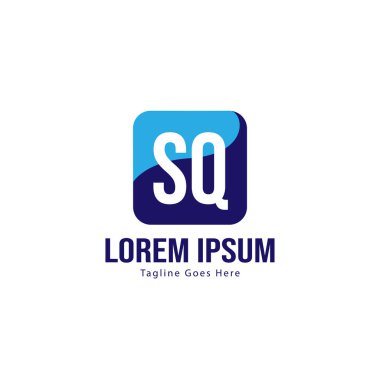 Modern çerçeveile ilk Sq logo şablonu. Minimalist Sq harf logo vektör illüstrasyon