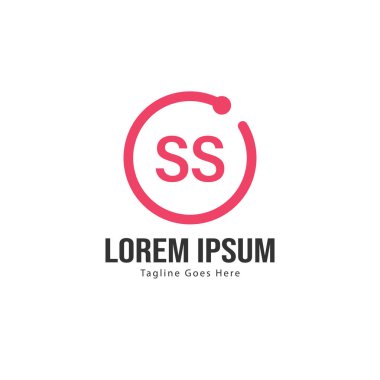 Modern çerçeveli ilk SS logo şablonu. Minimalist Ss harf logosu vektör illüstrasyon