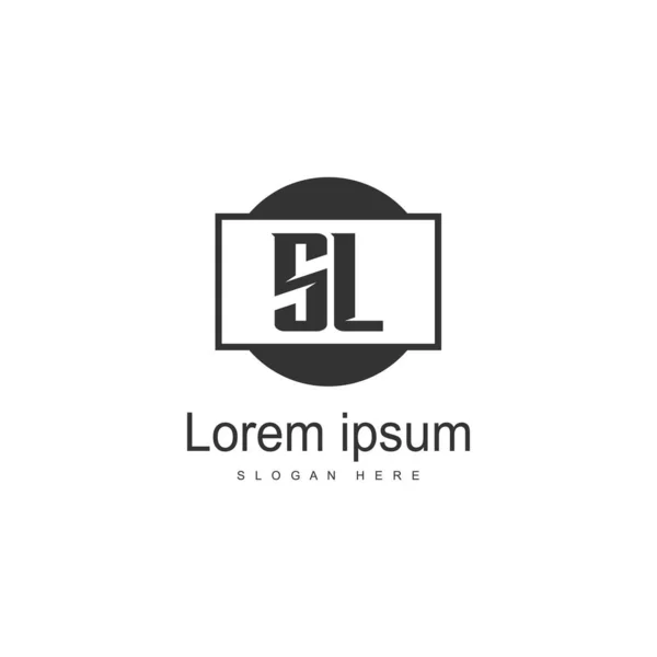 Plantilla de logotipo SL inicial con marco moderno. Ilustración de vector de logotipo de letra SL minimalista — Archivo Imágenes Vectoriales