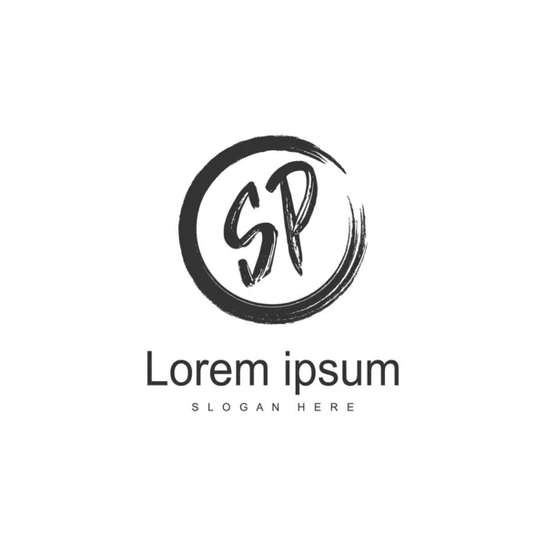 Modelo de logotipo SP inicial com moldura moderna. ilustração vetor logotipo letra SP minimalista — Vetor de Stock