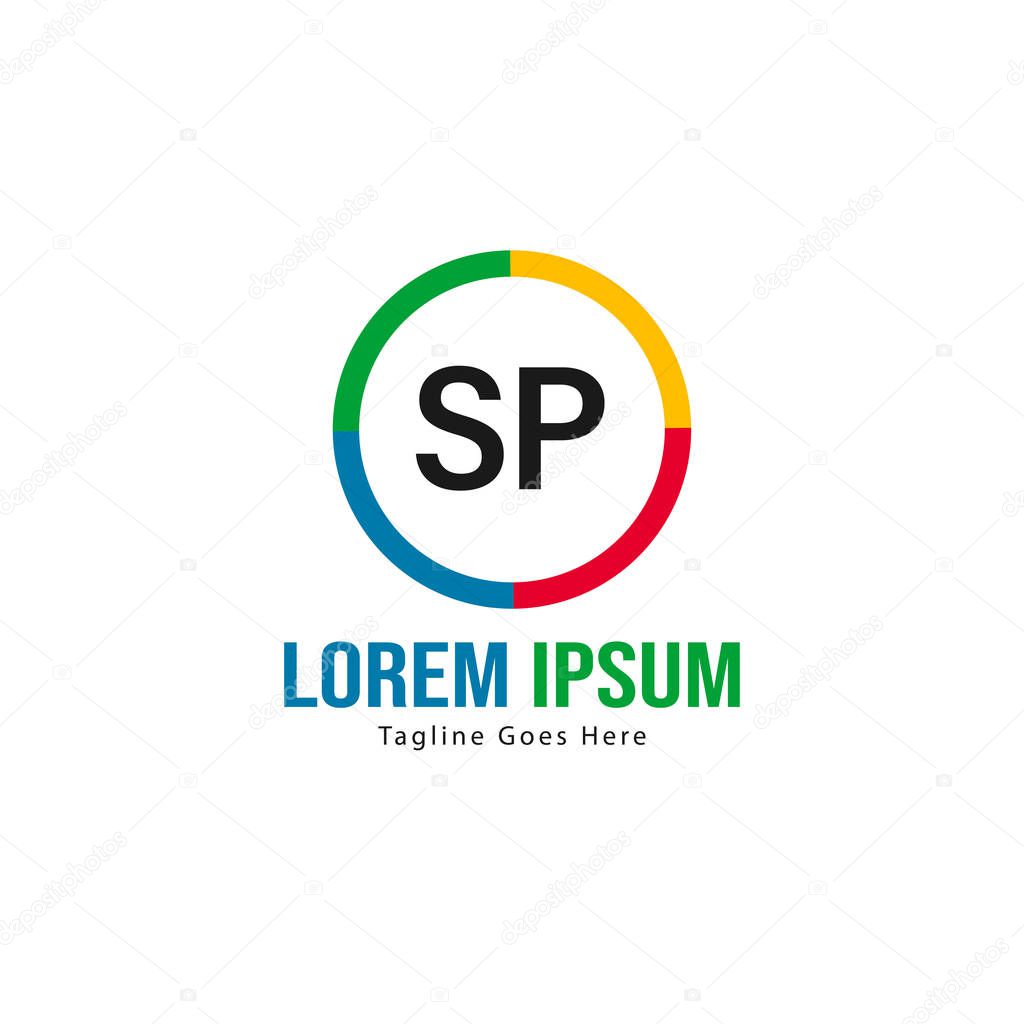 Initial SP logo template with modern frame. Minimalist SP letter logo vector illustration