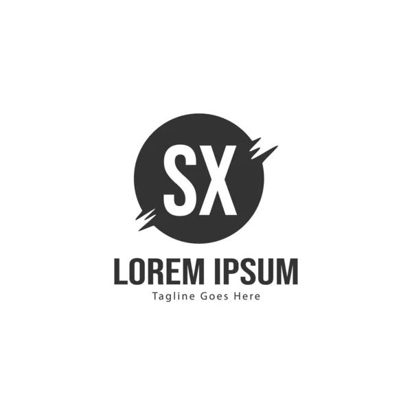 A kezdeti SX logó sablon modern kerettel. Minimalista SX levél logo vektor illusztráció — Stock Vector