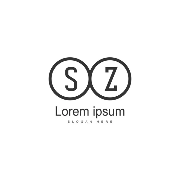 Начальный шаблон логотипа SZ с современной рамкой. Минималистская векторная иллюстрация логотипа SZ — стоковый вектор