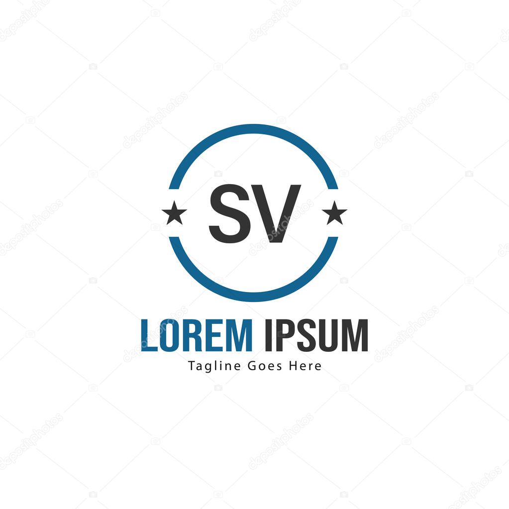 Initial SV logo template with modern frame. Minimalist SV letter logo vector illustration