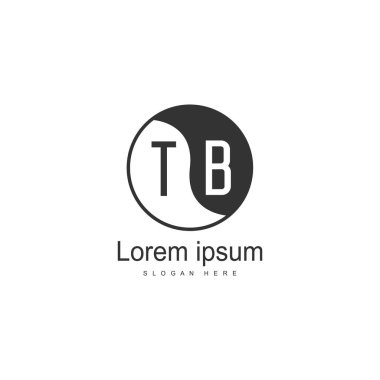 Modern çerçeveli ilk Tb logo şablonu. Minimalist Tb harf logo vektör illüstrasyon