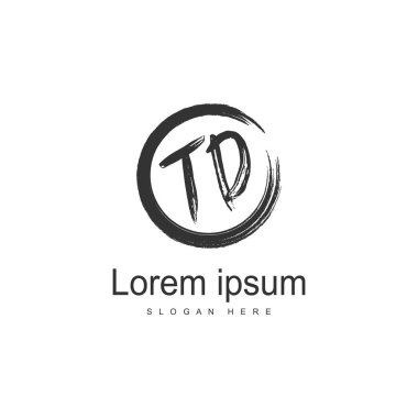 Modern çerçeveile ilk Td logo şablonu. Minimalist Td harf logo vektör illüstrasyon