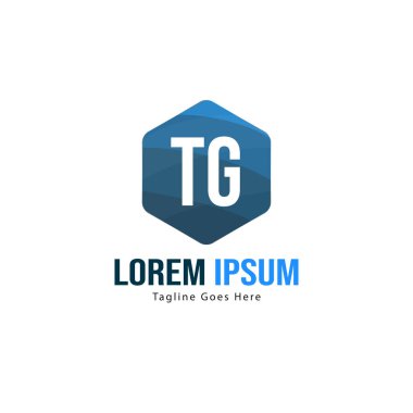 Modern çerçeveile ilk Tg logo şablonu. Minimalist Tg harf logo vektör illüstrasyon