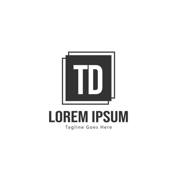 Plantilla de logotipo TD inicial con marco moderno. Ilustración de vector de logotipo de letra TD minimalista — Vector de stock