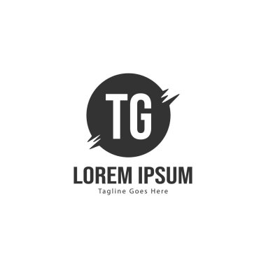 Modern çerçeveile ilk Tg logo şablonu. Minimalist Tg harf logo vektör illüstrasyon