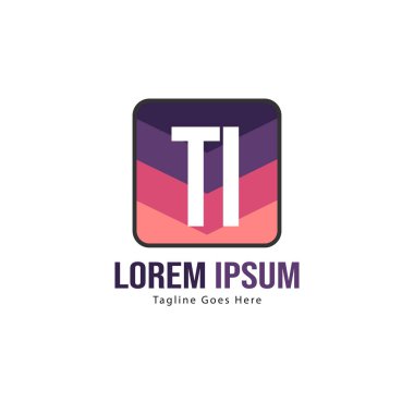 Modern çerçeveli ilk Ti logo şablonu. Minimalist Ti harf logo vektör illüstrasyon