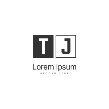 Modern çerçeve ile ilk Tj logo şablonu. Minimalist Tj harf logo vektör illüstrasyon