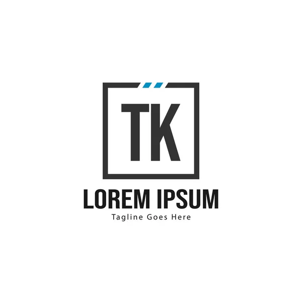 Initial TK logo template with modern frame. Minimalist TK letter logo vector illustration — Stock Vector