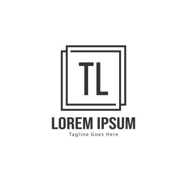 Modern çerçeveli ilk Tl logo şablonu. Minimalist Tl harf logo vektör illüstrasyon
