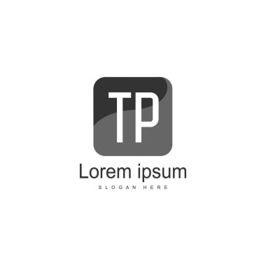 Modern çerçeveli ilk Tp logo şablonu. Minimalist Tp harfi logo vektör illüstrasyon