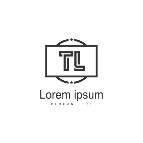 Plantilla de logotipo TL inicial con marco moderno. Ilustración de vector de logotipo de letra TL minimalista — Archivo Imágenes Vectoriales