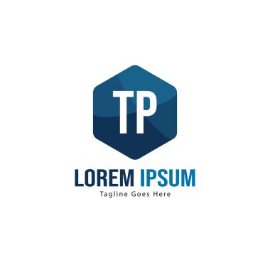 Modern çerçeveli ilk Tp logo şablonu. Minimalist Tp harfi logo vektör illüstrasyon