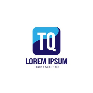 Modern çerçeveile ilk Tq logo şablonu. Minimalist Tq harfi logo vektör illüstrasyon