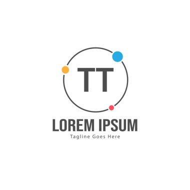 Modern çerçeveli ilk Tt logo şablonu. Minimalist Tt harf logo vektör illüstrasyon