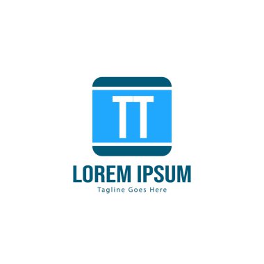 Modern çerçeveli ilk Tt logo şablonu. Minimalist Tt harf logo vektör illüstrasyon