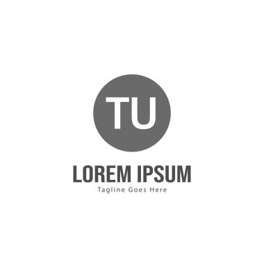 Modern çerçeveli ilk Tu logo şablonu. Minimalist Tu harf logo vektör illüstrasyon