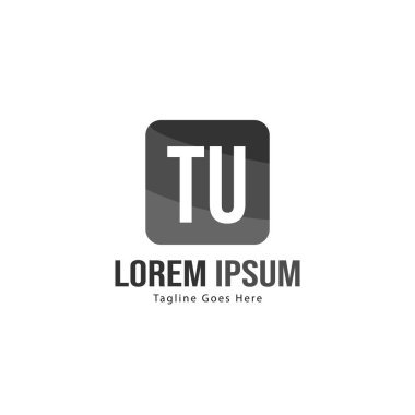 Modern çerçeveli ilk Tu logo şablonu. Minimalist Tu harf logo vektör illüstrasyon