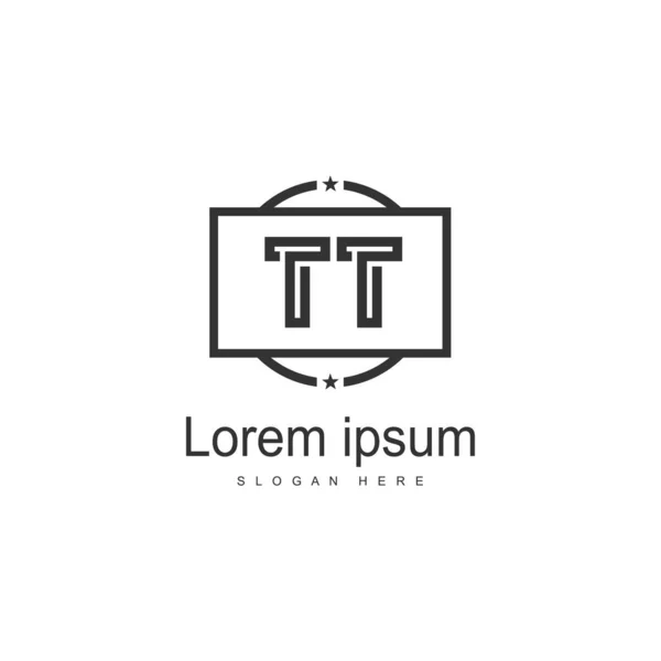 Plantilla inicial TT logo con marco moderno. Ilustración de vector de logotipo de letra TT minimalista — Archivo Imágenes Vectoriales